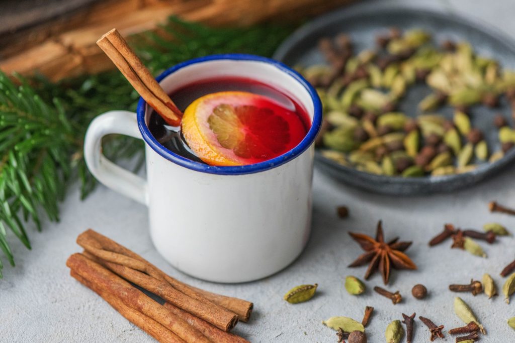 clementine mulled wine with holiday spices