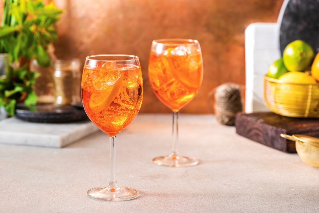 Two glasses of Aperol Spritz